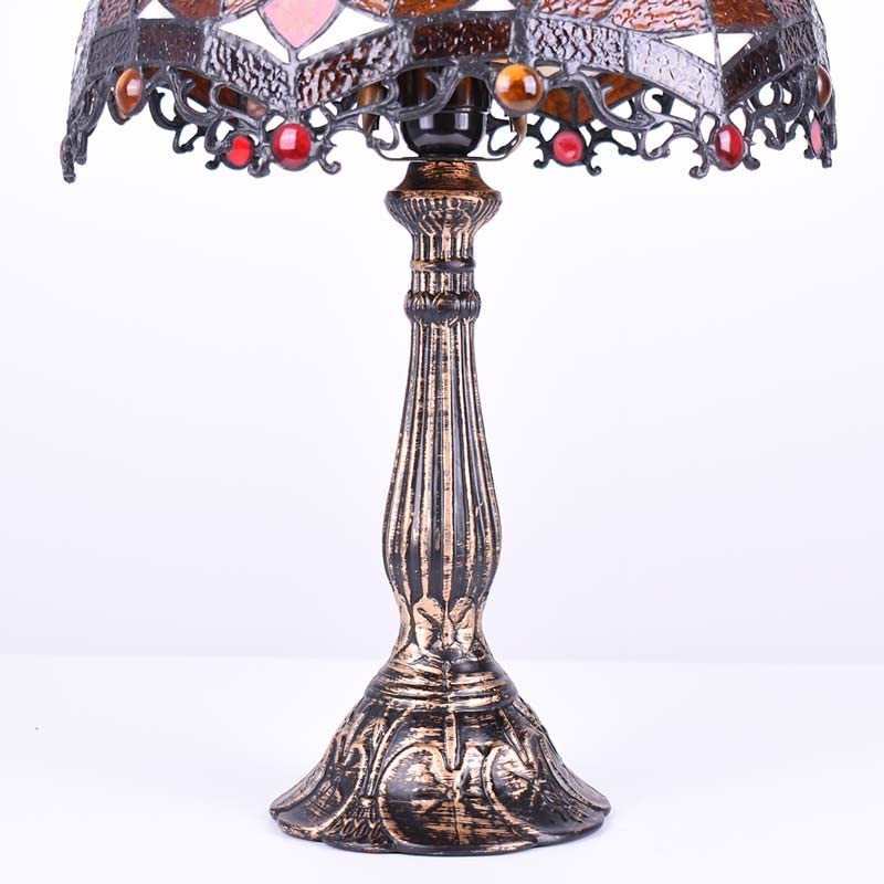 B·LED BARCELONA LED - Lámpara de mesa inspiración Tiffany con mosaico floral en cristal