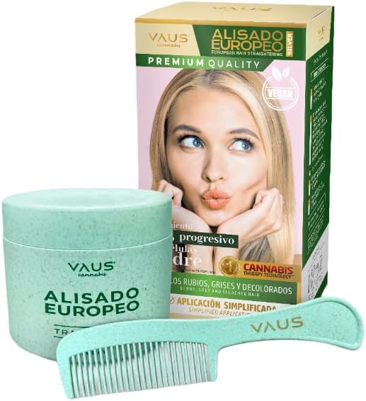 European Hair Straightening Cream - Professional Relaxer with Stem Cells Therapy - Vegan, Organic Keratin Treatment - Blonde Hair