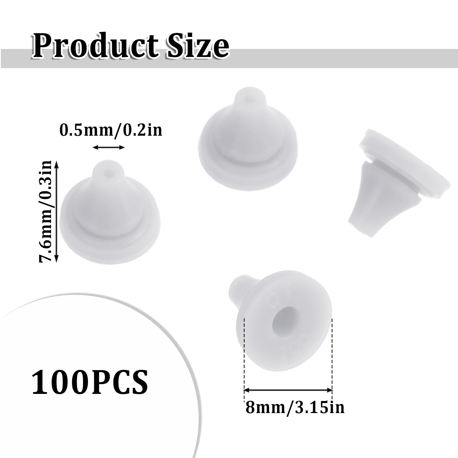 Qianyu 100 PCS Shower Head Nozzles Replace Parts Silicone Universal Spray Hole Washer Round Tips 0.27 Inch Water Outlet Cleaning Kit for Bathroom Stainless Steel Shower Head Repair Accessories
