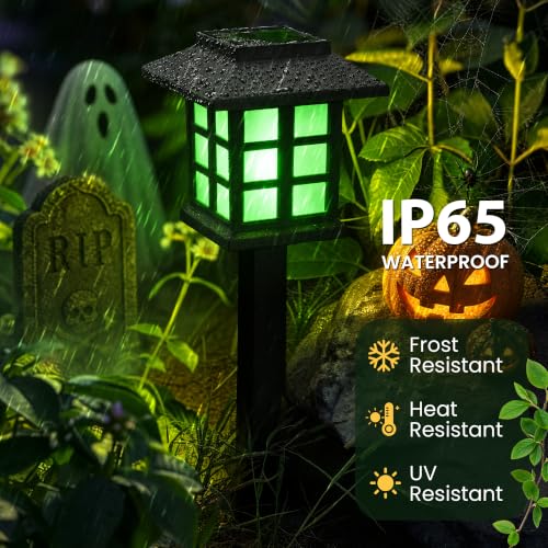 Image of GIGALUMI Halloween Solar Lights Outdoor,12ps Green Halloween Decorations.