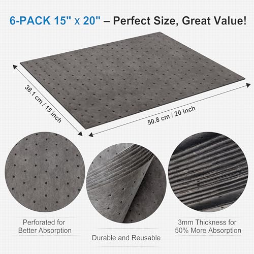 Image of AAwipes Oil Absorbent Pads 15 inch X 20 inch 100 Packs Universal for All Liquids Oil Spill Control Oil Absorbing Sheets for Garage Grey OG1520-100