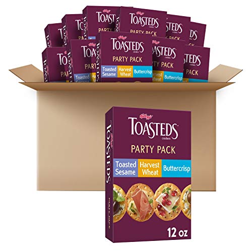Kellogg's Toasteds Crackers, Variety Pack, Ready to Dip Snacks, Party Pack, 12oz Box (12 Count)