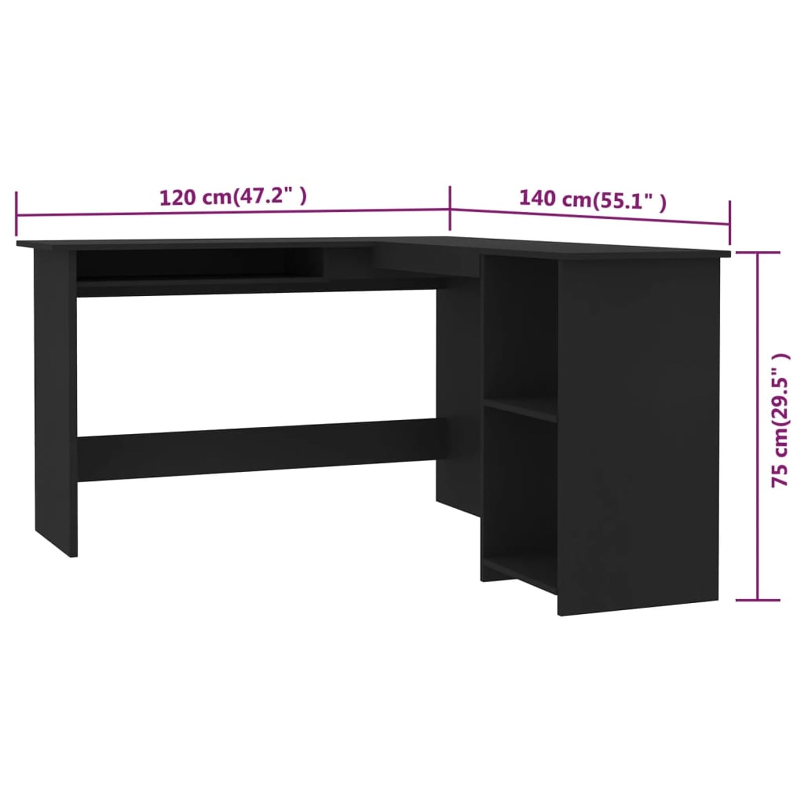 Scrivania angolare reversibile 150x115 cm in legno e metallo nero - Casey