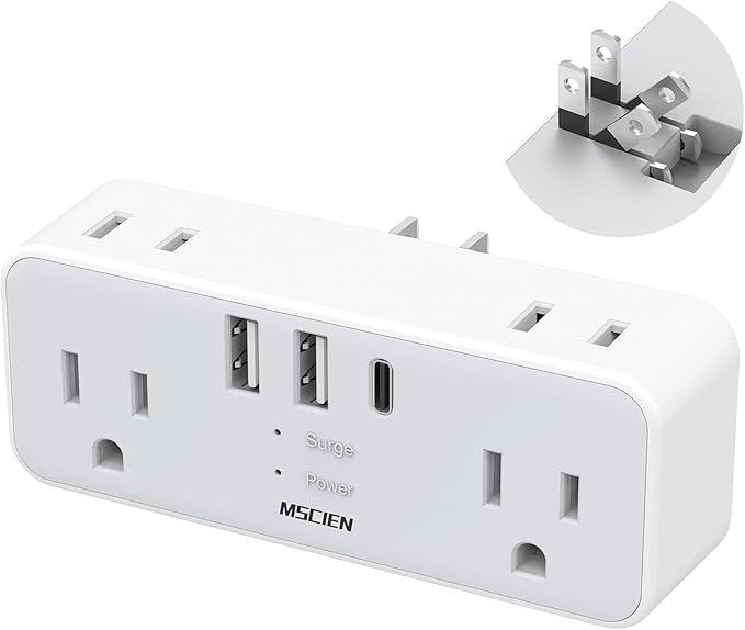 Mscien 2 Prong to 3 Prong Outlet Adapter, US to Japan Plug