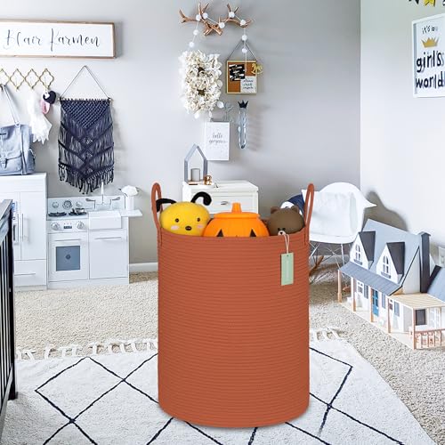 Image of Large Cotton Rope Laundry Hamper for Clothes 65L, Autumn Glaze
