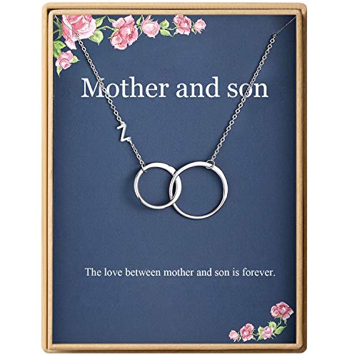 Mother And Son Necklace Initial Two Interlocking Infinity Double Circles Letter Z Alphabet Necklace for Women