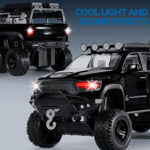 Image of RAM Mammoth Pick-Up Model Car 1:32 Exclusive Alloy Metal Pull Back Die-cast Car Die-cast Metal Pullback Toy car with Openable Doors & Light Music