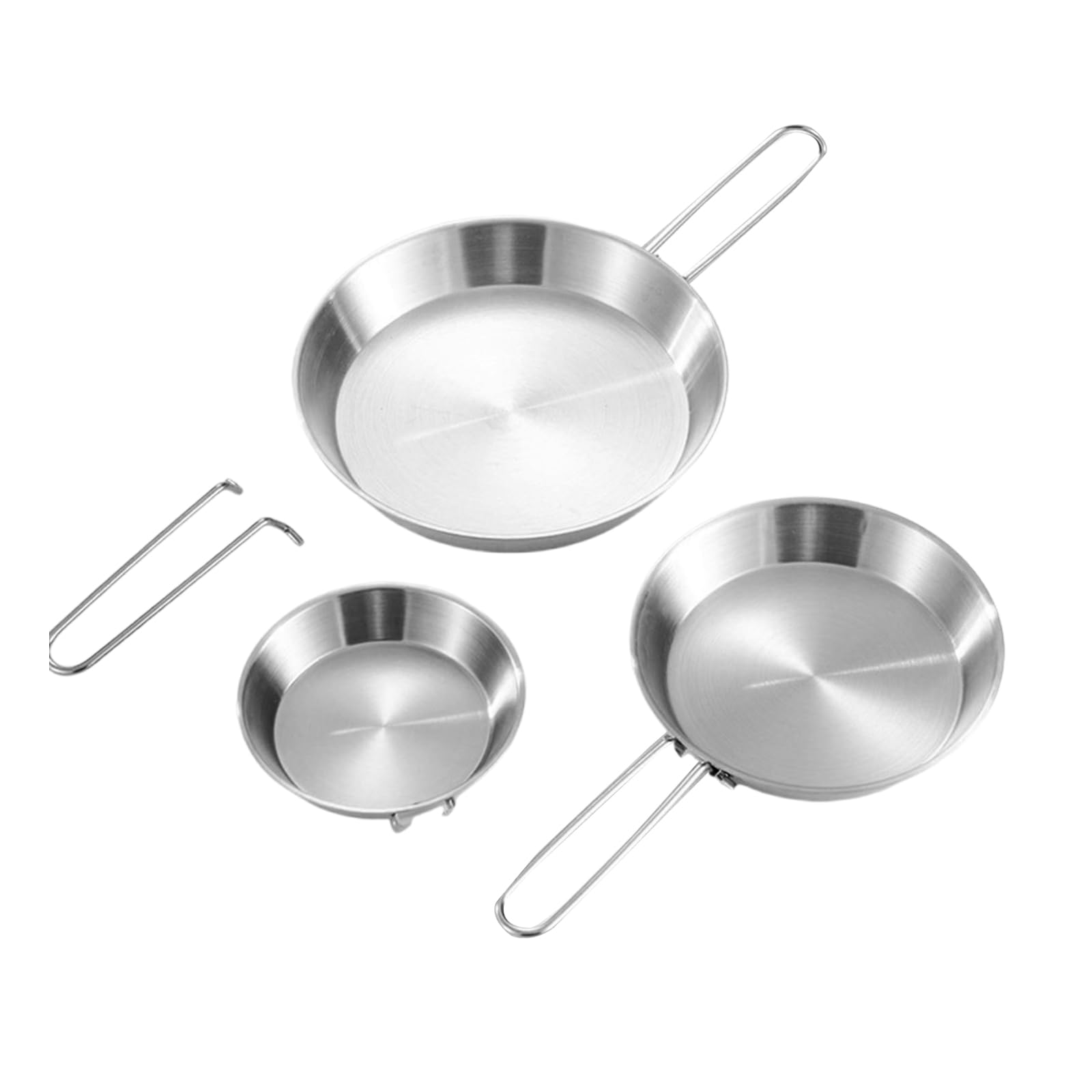 Elnwnnkc 3Pcs Nonstick Camping Frying Pans Portable Quick Heating Skillets Folding Cookware Pots for Hiking BBQ Picnics Fishing Portable Outdoor Frying Pans with Removable Handle Light Weight