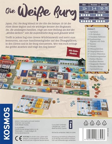 KOSMOS 683948 Die weiße Burg, Am Hof des Daiymo, Strategiespiel mit besonderem Würfel-Mechanismus, Gesellschaftsspiel für 1-4 Personen ab 12 Jahre, Kennerspiel