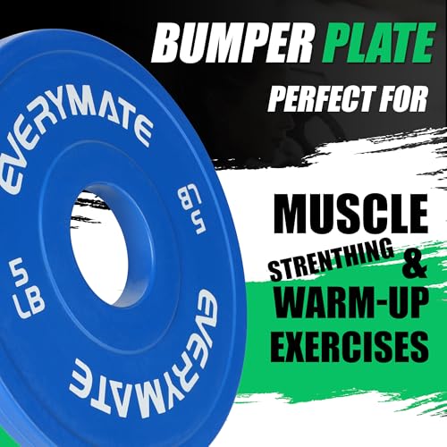 Image of EVERYMATE Change Weight Plates 1.25LB 2.5LB 5LB Set Fractional Plate Olympic Bumper Plates for Cross Training Bumper Weight Plates Steel Insert Strength Training Weight Plates