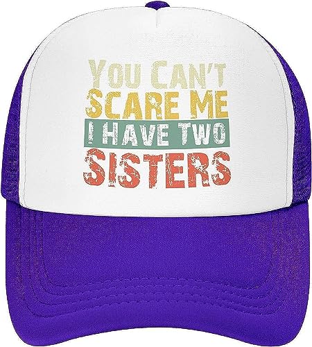 Trucker-Mütze, lustiges Brüder-Geschenk für Golf-Trucker-Mütze, „You Can't Scare Me I Have Two Sisters“, Schlichter Trucker Trucker-Mütze, lustiges Brüder-Geschenk für Golf-Trucker-Mütze, „You Can't Scare Me I Have Two Sisters“, Schlichter Trucker