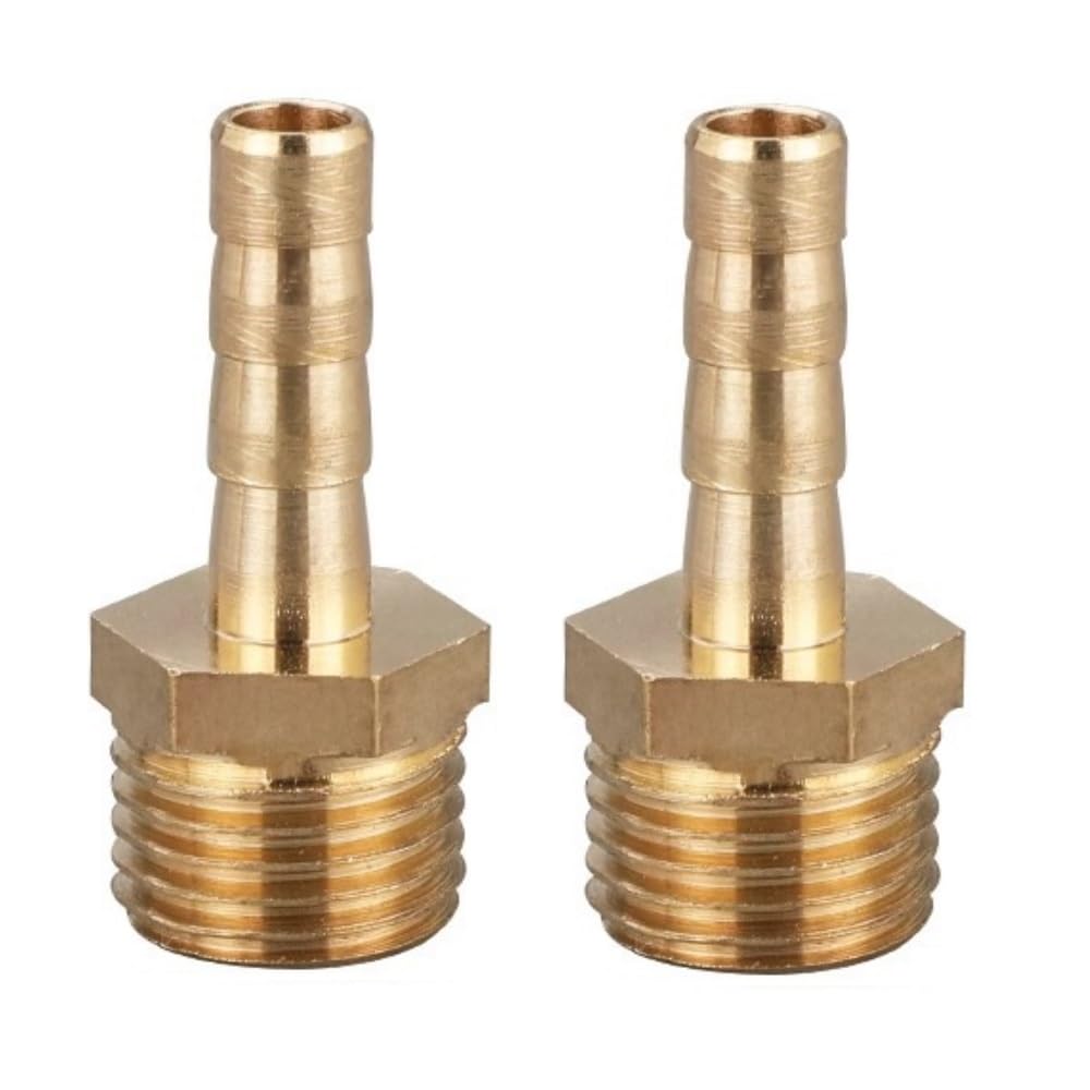 MiJunHD 2PCS Brass Reducer Connector | 6mm Hose Barb Tail to G1/4≈12.7mm BSP Thread | Pipe Thread Reducing Joint Tubing Plumbing Adapter for Connection & Converting Pipe