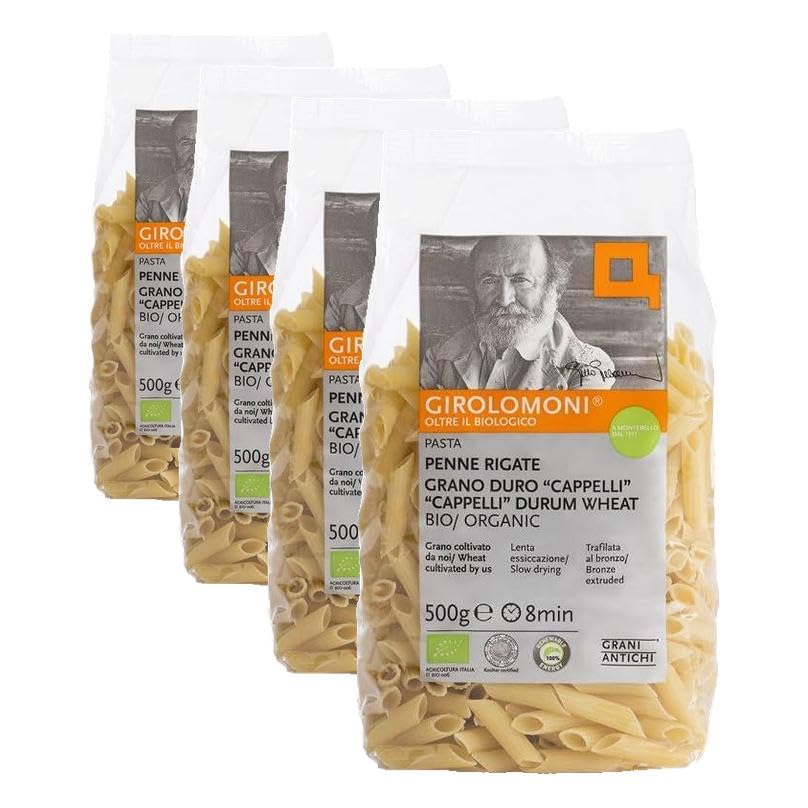 Girolomoni Bio Penne Rigate de cappelli de trigo duro, 1 unidad (500 g) (Paquete de 4)