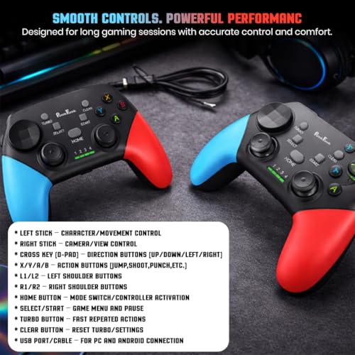 Image of PunnkFunnk G9 Wireless Gaming Controller with Bluetooth & USB Receiver | Gamepad for Android, iOS (Apple Arcade), PC, PS3 /PS4 /PS5 & Nintendo Switch | Dual Stick, Turbo, 10H Playtime