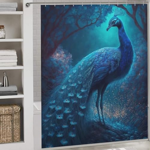 Rideau de douche paon en polyester de qualité supérieure 183x183cm lavable