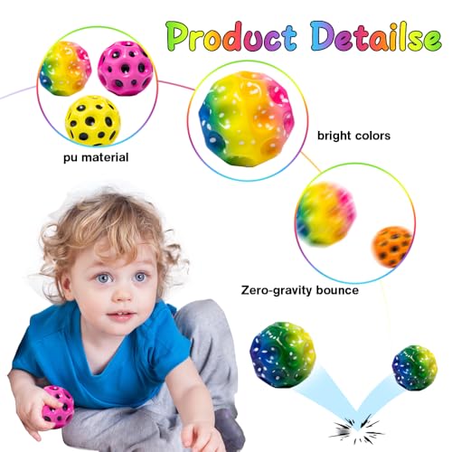 Pilikoll 9 Stück 6cm High Bounce Hole Ball Hohe Springender Gummiball Bounce Balls Mondball Jumping Space Balls Hohe Springender Bouncing Ball Springball für Kinder Party Geschenk