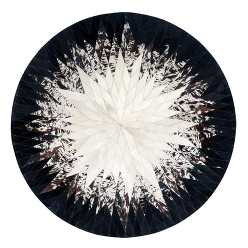 Tapis en peau de vache naturelle de créateur, doux et patchwork, rond, résistant aux couleurs, facile à nettoyer, tapis de jeu for chambre d'enfant, tapis...