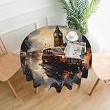 WZYWHJ Nappe décorative ronde à motif taxi de couleur londonienne. Matériau du produit : 100 % fibre de polyester. Fabriquée en tissu hydrofuge, elle est chaude et douce, de qualité, et peut être lavée et réutilisée