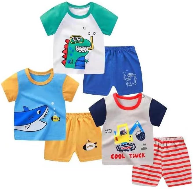 Vagefun Baby Boy Shorts Set - Toddler Summer Clothes with Dinosaur Cotton Tops + Shorts Outfits Clothing 6 Months-4 Year - Image 2