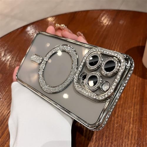 Étui de chargement sans fil à paillettes de luxe magnétique transparent pour iPhone 11