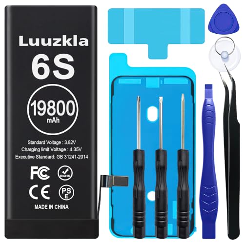 Luuzkla 19800mAh (New Upgrade) Battery Compatible with iPhone 6S, Super Capacity Battery Compatible with iPhone 6S, with Full Tool Kits-0 Cycle High Capacity-24 Months Service