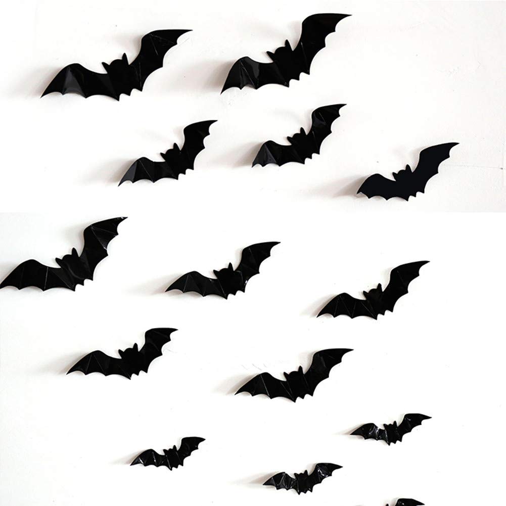 Halloween Party Supplies Decorations Bats - 3D Decorative Scary Bats Wall Decal Sticker Halloween Window Eve Decor for Home Office Decoration 28pcs