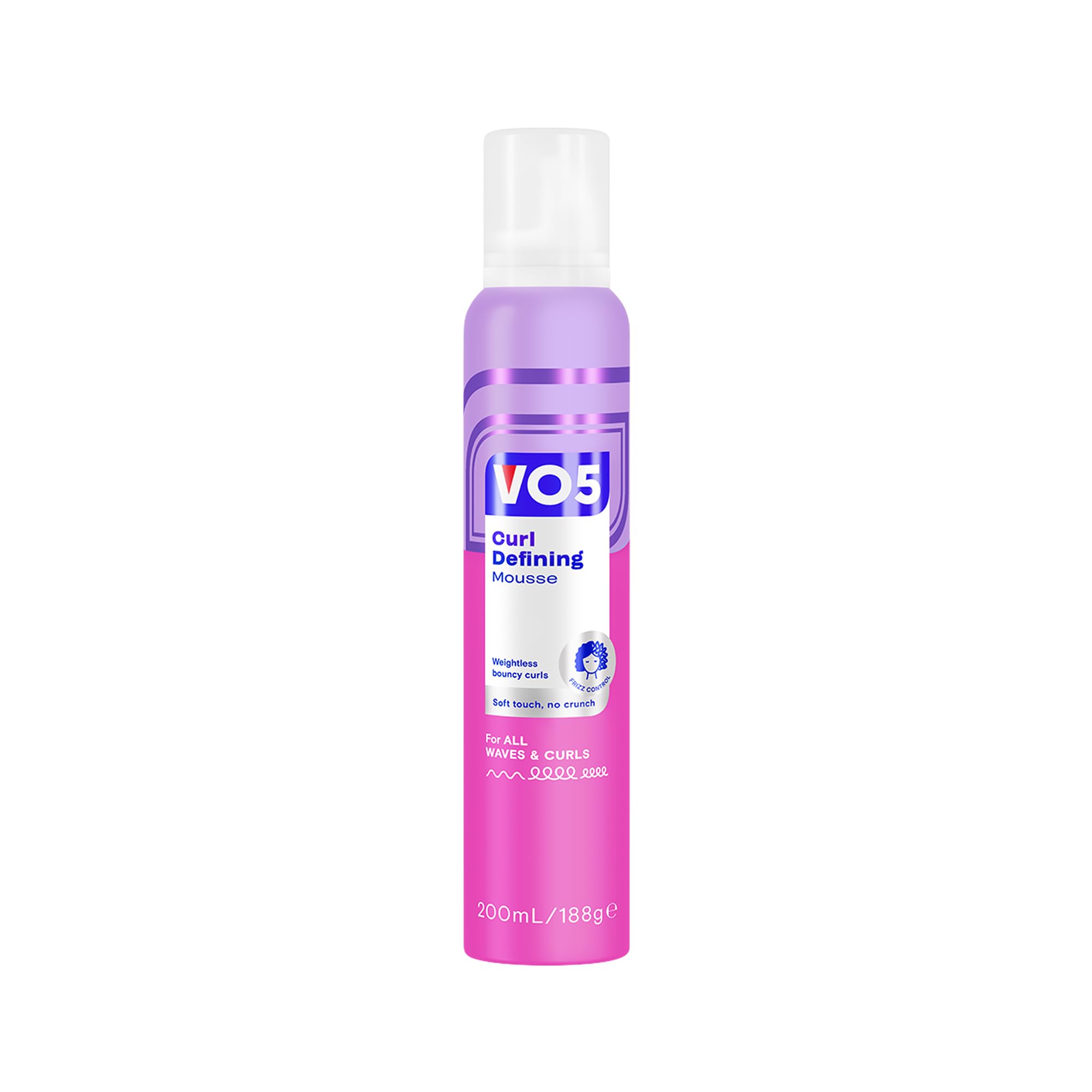 VO5 Curl Defining Mousse, Anti-frizz Formula for Wavy and Curly Hair, Weightless Bouncy Curls, 200ml