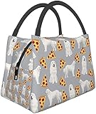 KWQDOZF Bolsa de almuerzo reutilizable, gran pirineo pizza aislada lonchera refrigerador bolsa organizadora para el trabajo picnic al aire libre