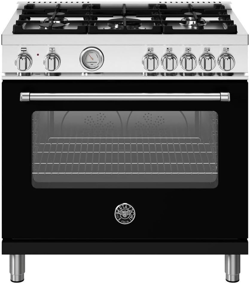 Bertazzoni MAS365DFMV Master 36 Inch Wide 5.9 Cu. Ft. Free Standing Dual Fuel Range - Nero