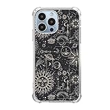 BESUC WICH Aesthetic Trippy Esoteric Phone Case for iPhone 13 Pro, Hippie Black Celestial Sun Moon Star Cover for Teens Women Men, Cool Cute TPU Bumper Phone Case Cover for iPhone 13 Pro