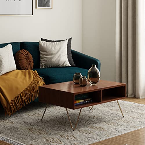 Image of SIMPLIHOME Hunter 36 inch Wide Solid Mango Wood Coffee Table in Brown
