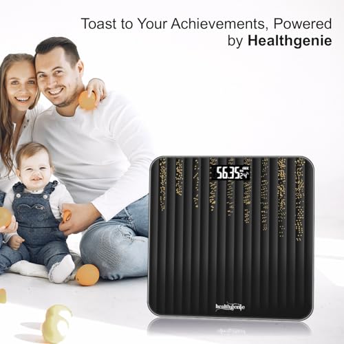 Image of Healthgenie Weight Machine for Body Weight Thick Tempered Glass LCD Display With 3 Years Warranty Weighing Scale Glitters Fall