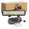 GOOACC 12Inch 300W Triple Row Led Light Bar Spot Flood Combo Driving Lighting Off Road Lights Led Lamp Working Light with 16AWG Wiring Harness for Truck Golf Cart SUV ATV UTV Boat, 2 Years Warranty