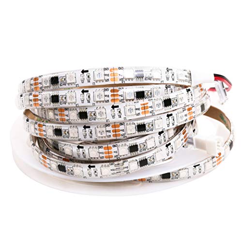 FAVOLCANO 5m/16.4ft 300LEDS WS2811 LED Light Strip, Programmable and Individually Addressable, 5050 RGB LED Rope Waterproof IP65 White