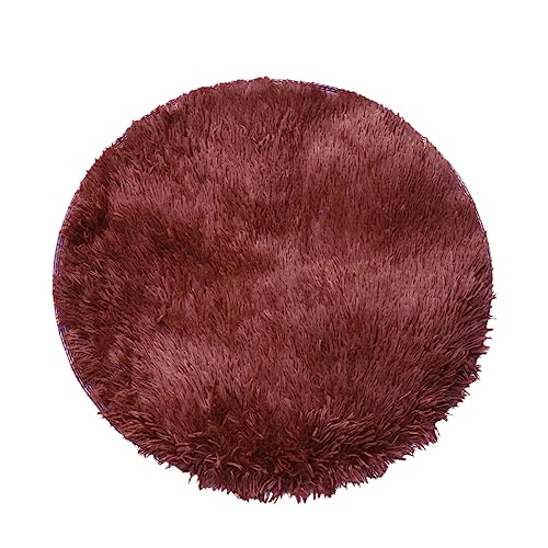 VICASKY Round Plush Dog Cushion Warm Indoor Pet Pad for Dogs Cats Cozy Winter Sleeping Mat Cute Home Decor Durable Coffee Color Pet Supplies