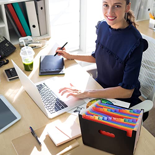 24 Pcs Pocket Organizer Folder Plastic Accordian File Organizer Pocket Folders - A4 File Folder Multicolor Portable File Organizer Multi Pocket Folder - File Accordian Organizer Portable File Folder #TOP6