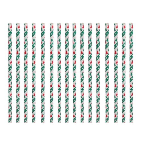 Pitillos de Papel con Dots Verdes para Navidad 50pcs
