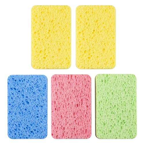 Lizusidtsy Large Cellulose Sponges,Kitchen Sponges for Dish, Duty Scrub Sponges,Non-Scratch Dish Scrubber Sponge for Cookware 5 Pcs