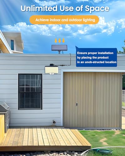 AUDERWIN 294 LED Split Solar Motion Sensor Outdoor Lights, 2600Lm Solar Flood Lights, IP67 Waterproof Outside Solar Powered Security Spot Lights for Porch Patio Yard Garage Fence Garden, 2 Pack Black - Thumbnail 4