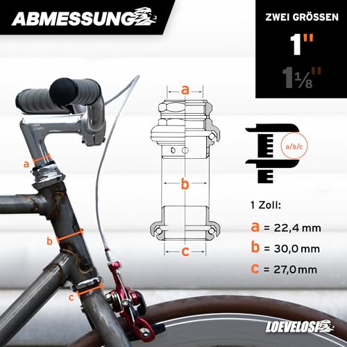 LOEVELOSI Fahrrad Steuersatz 1 Zoll Chrom Rennrad Gewinde Lagersatz Retro Steuerkopf Lager 1\ Silber Bicycle Headset
