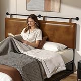 BSHOMGI Queen Headboard, Hanging Headboards with Brown Faux Leather Industrial Pipe Modern Style Only for Bed Backboard Headboards for Queen Size Bed