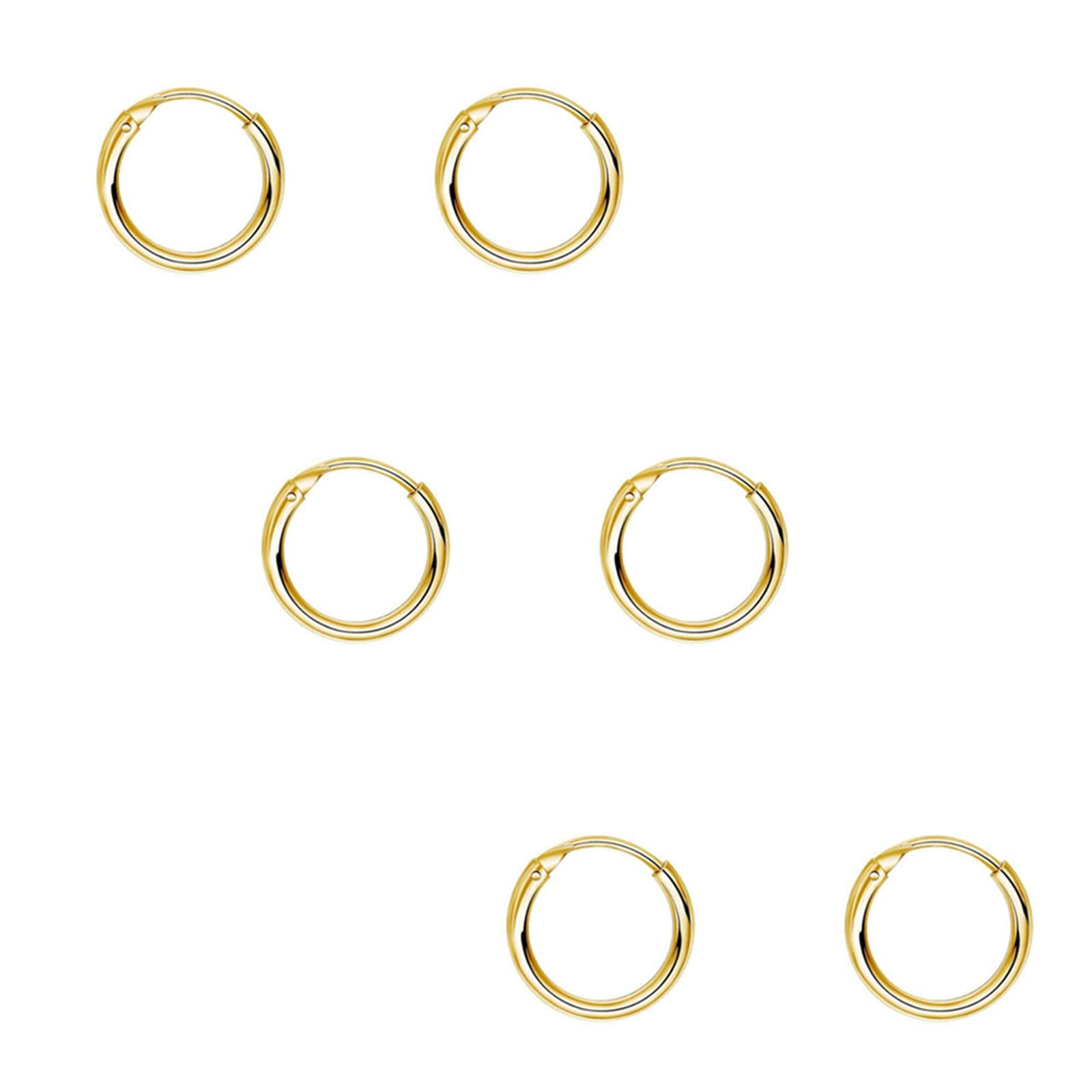 EPIRORA Sterling Silver Hoop Earrings for Women Men, Hypoallergenic Cartilage Earring Endless Small Hoop Earrings Set, 3 Pairs Tragus Earrings (8mm/