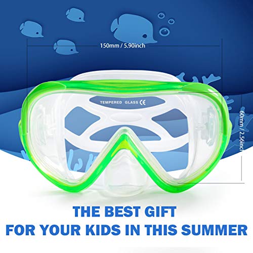 Image of Kids Snorkel Swim Mask, Child Diving Mask Anti-Fog Swim Goggles with Nose Cover for Snorkeling Diving Swimming