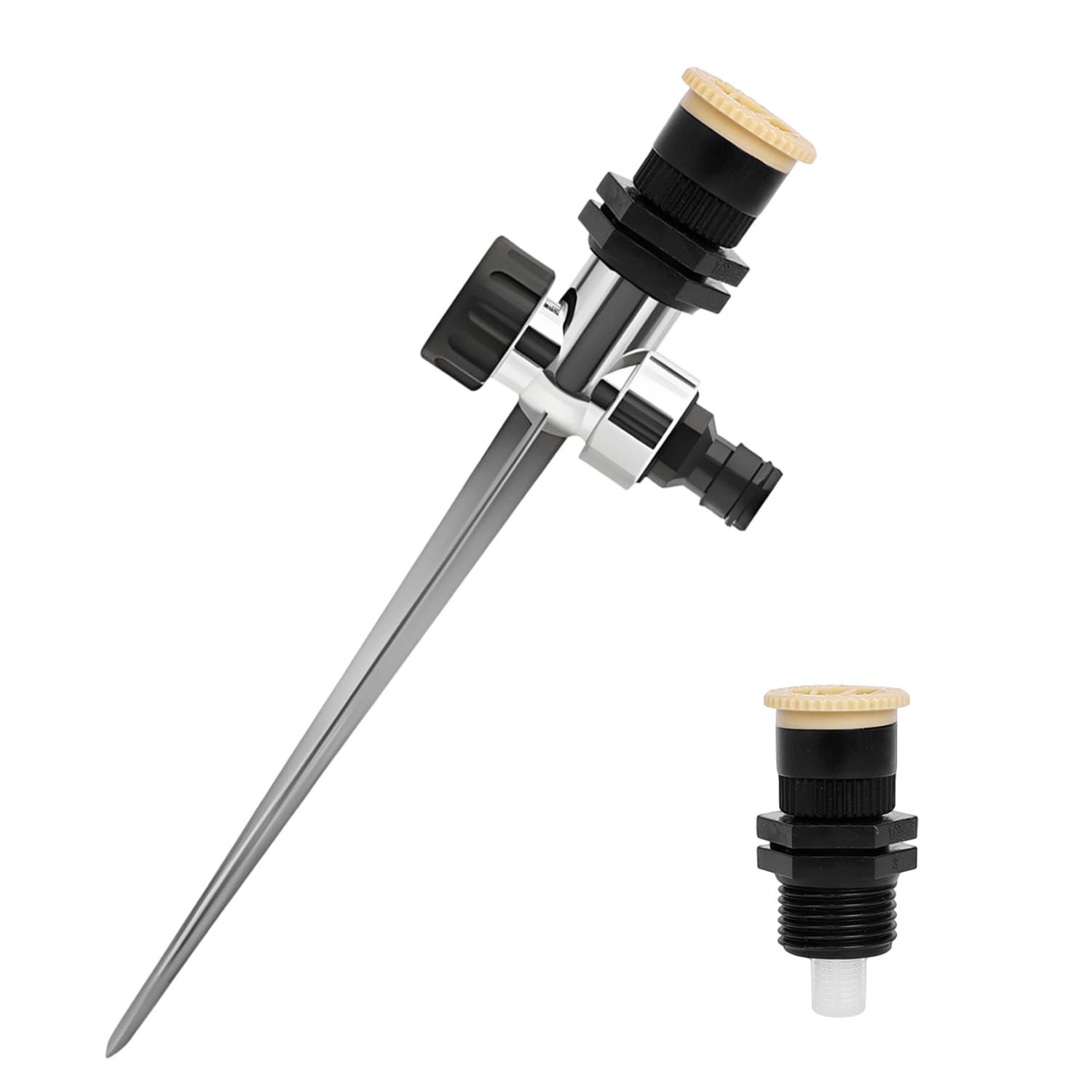 SIGANDG Aspersor de Riego Césped Circular Manual 0°- 360° Circular 2 Boquillas Rociadores y 1 Punta de Metal,ABS Resistente a los Rayos UV