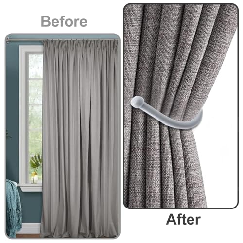 6 PCS Curtain Tie Backs Hooks, Drapery Holdbacks Metal Tie Back Hook with Screws U-Shaped Window Curtain Holder Wall Mounted for Decorative Curtains (White) - Image 6