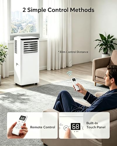 Image of 8,000 BTU Portable Air Conditioners, 4-in-1 Air Conditioner Portable Up to 350 Sq.Ft, Portable AC Unit, for Living Room Bedroom Garage Studio with Cool, Fan, Dehumidifier, Sleep, 24H Timer