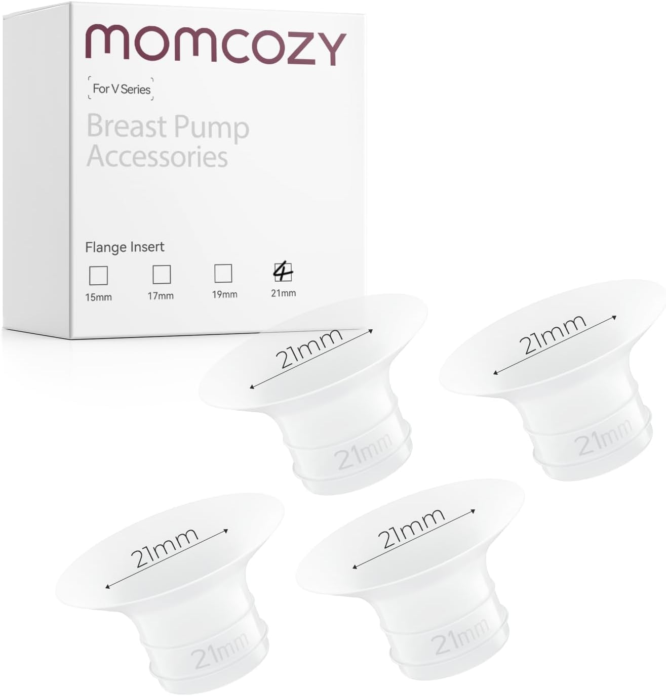 Momcozy Flanscheinsatz 21 mm – passend für V1/V2 Pro, 4 Stück