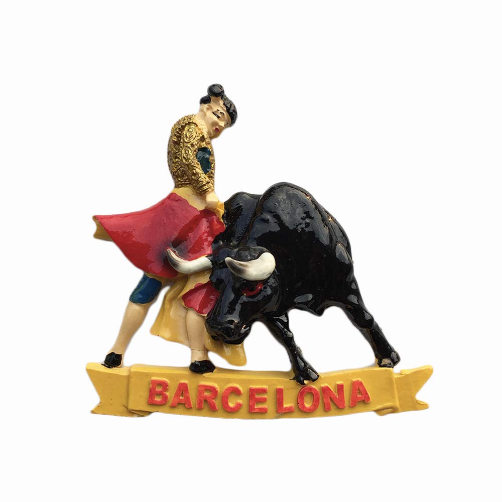 Wedarego Barcelona Spain Bullfight 3D Refrigerator Magnet Resin Travel Souvenirs,Handmade Home & Kitchen Decoration Barcelona Fridge Magnet Collection Gift