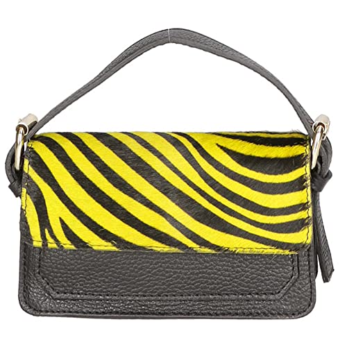 Pochette Gave Lux Pochette Donna Vera Pelle Artigianale Zebra Giallo Made in Italy Elegante e Versatile