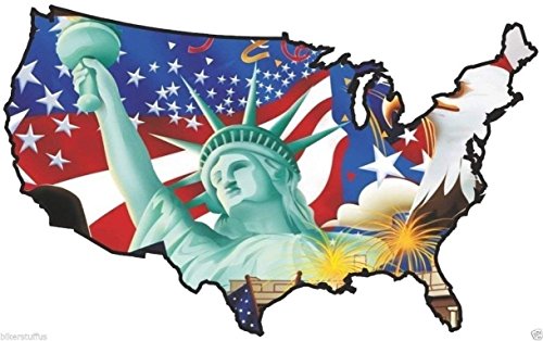 MFX Design USA Eagle and Statue Sticker Decal United States Map Flag Bumper Sticker Decal # 2 Laptop Sticker Decal Helmet Sticker Decal Toolbox Sticker Decal Vinyl - Made in USA 2.75 in. x 2 in.